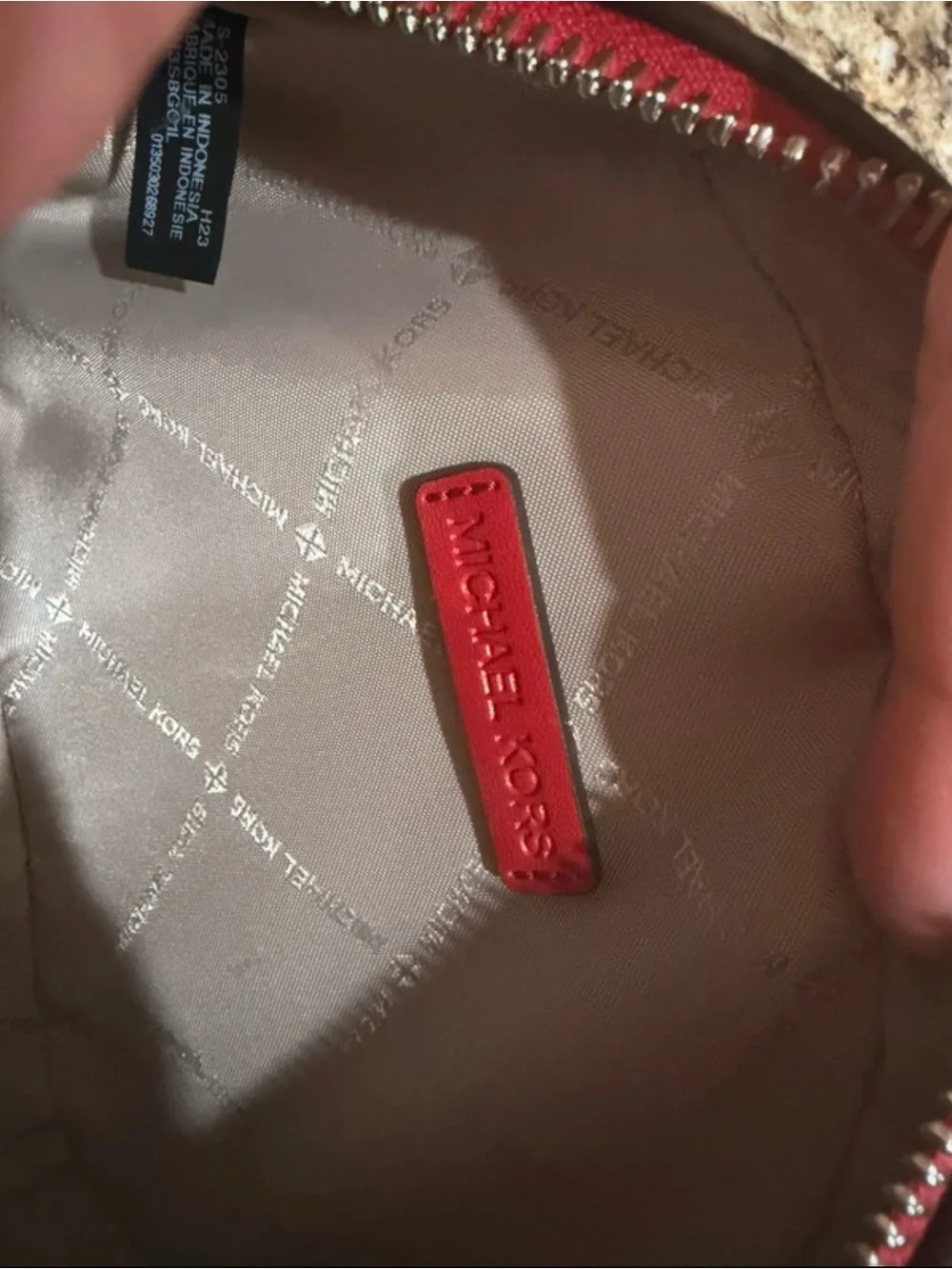 Michael Kors Red Leather Crossbody with Croc-Trim and MK Emblem